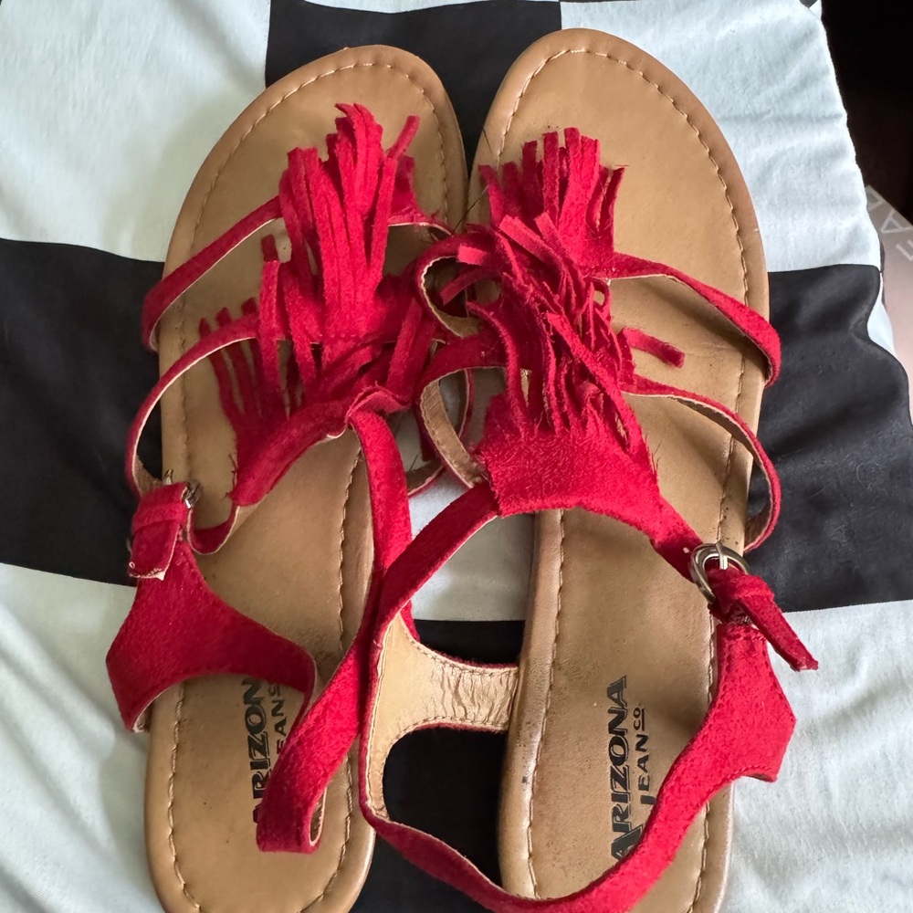 Arizona Jean Company Red Fringe Sandals